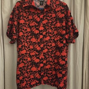 Red Skull Pattern Men's Shirt